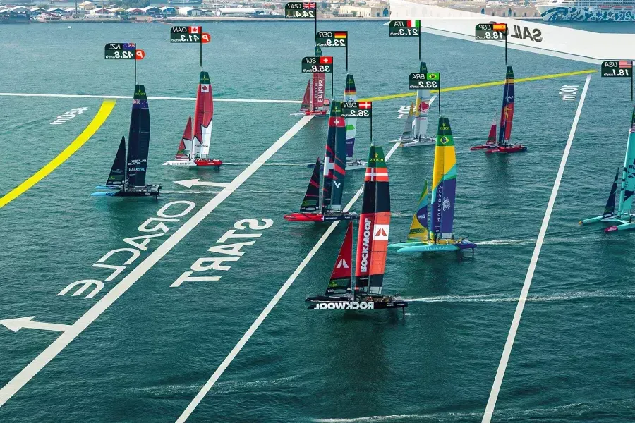 Catamarans competing in Sail GP Race